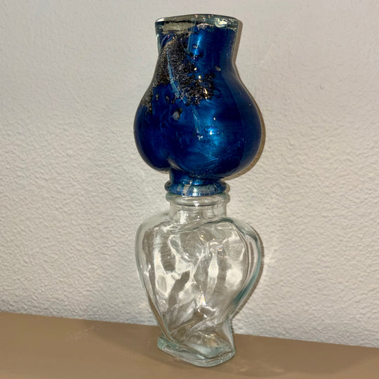 Metallic Blue and Black Heart Lifelong Hourglass