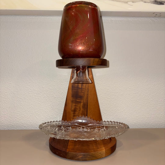 Metallic Gold &amp; Red Crystal Base Life Drop